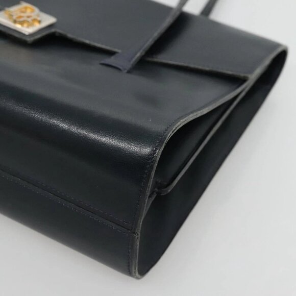 Christian Dior Hand Bag Leather Navy Gold Auth bs22492 - Picture 4 of 16